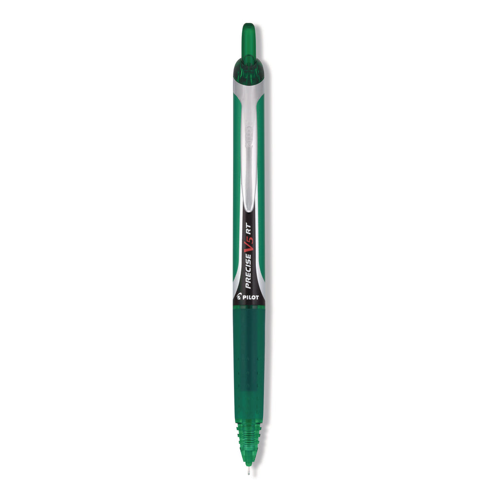 Pilot Precise V5 RT Premium Rolling Ball Pen - Extra Fine Pen Point - 0.5 mm Pen Point Size - Needle Pen Point Style - Refillable - Retractable - Green Liquid Ink - Green Barrel - 1 Each