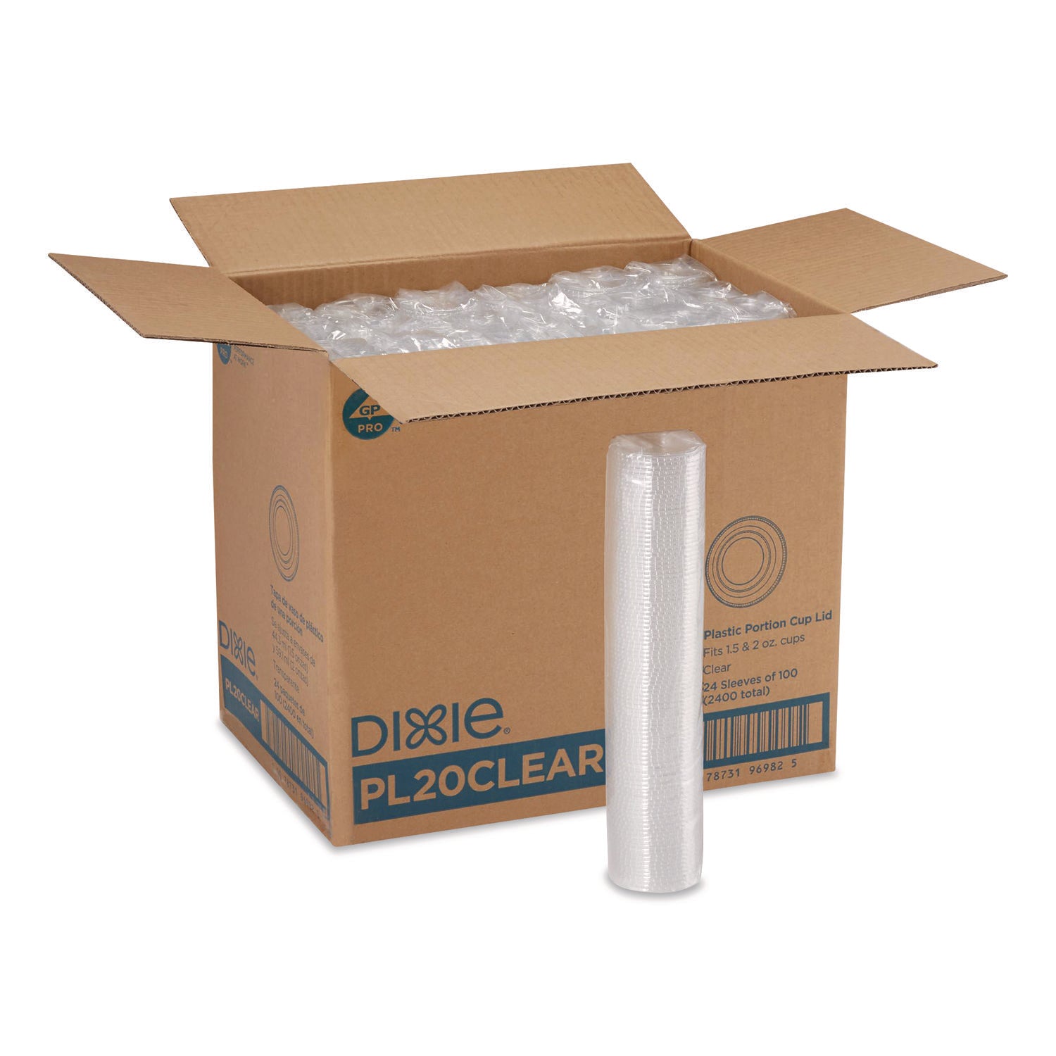 Dixie Portion Cup Lids by GP Pro - PETE Plastic - 24 / Carton - 100 Per Pack - Clear