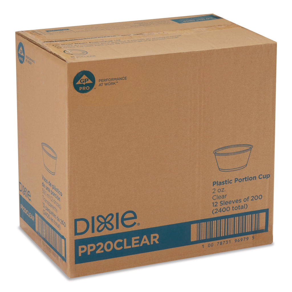 Dixie 2 oz Souffle Cups by GP Pro - 200 / Pack - 12 / Carton - Clear - Plastic - Sauce