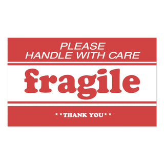 Pre-Printed Message Labels, Fragile-Please Handle with Care-Thank You, 2 x 3, White/Red, 500/Roll