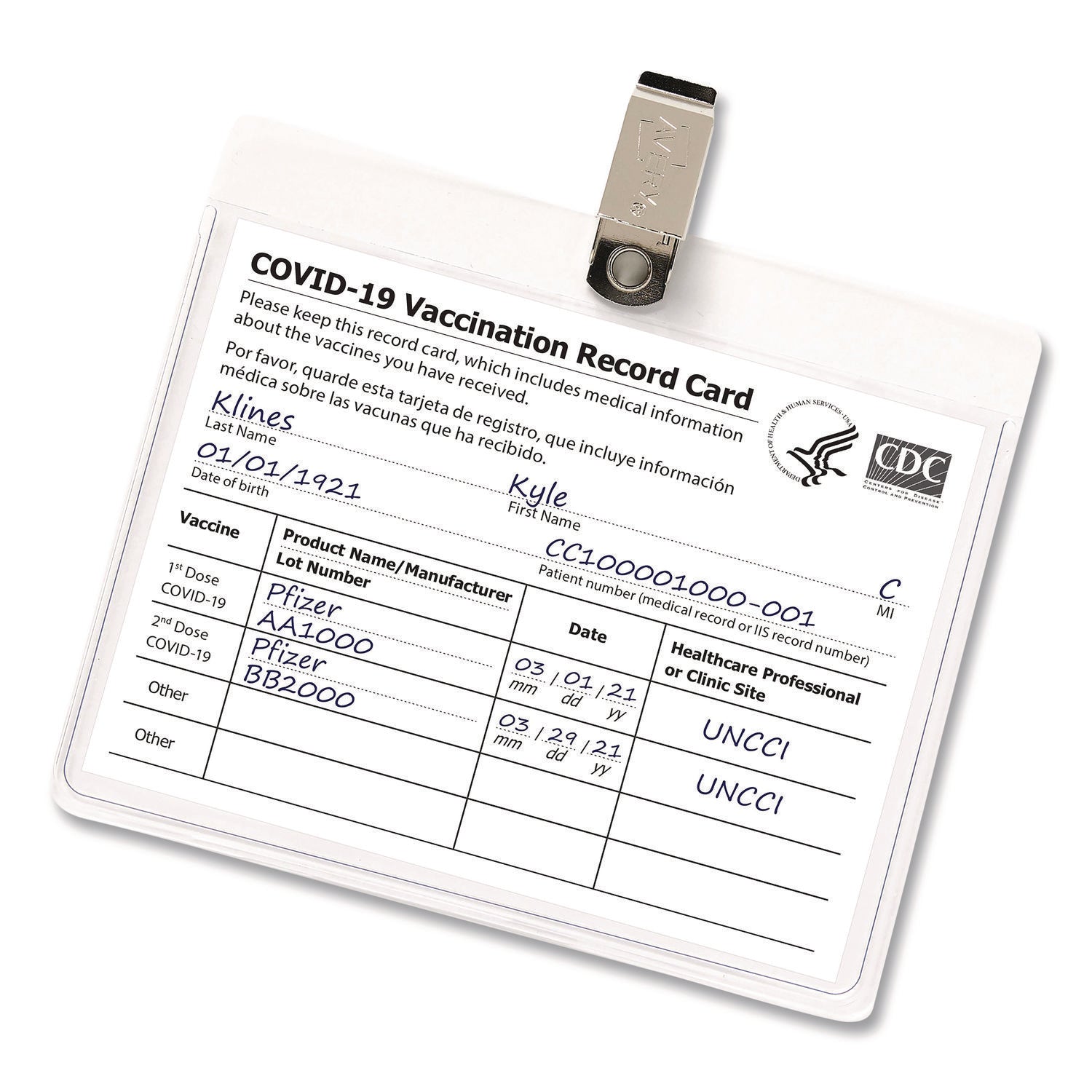 Heavy-Duty Clip-Style Badge Holders, Horizontal, 4 x 3, Clear, 100/Box