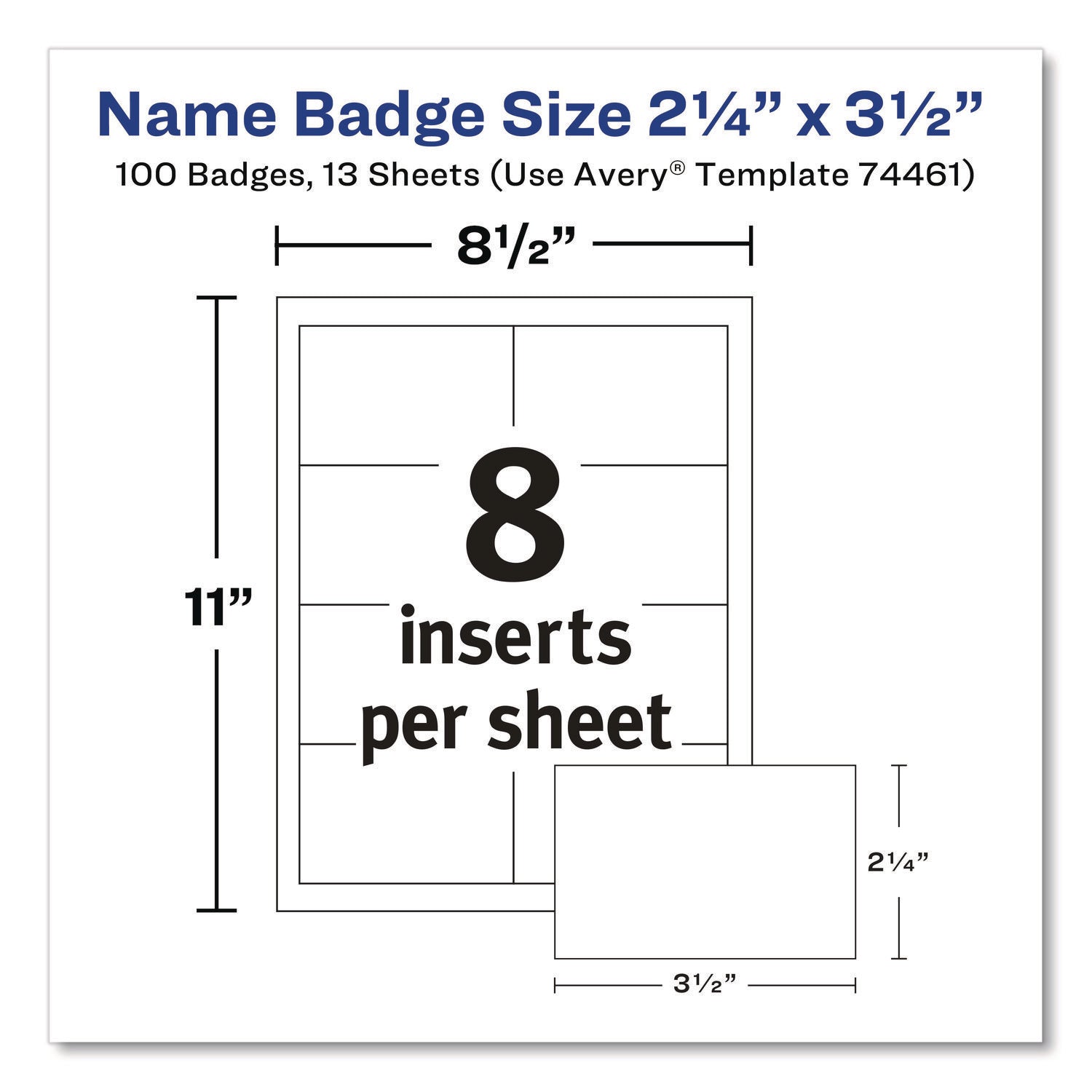 Clip-Style Badge Holder with Laser/Inkjet Insert, Top Load, 3.5 x 2.25, White, 100/Box