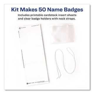Necklace-Style Badge Holder w/Laser/Inkjet Insert, Top Load, 4 x 3, WE, 50/Box