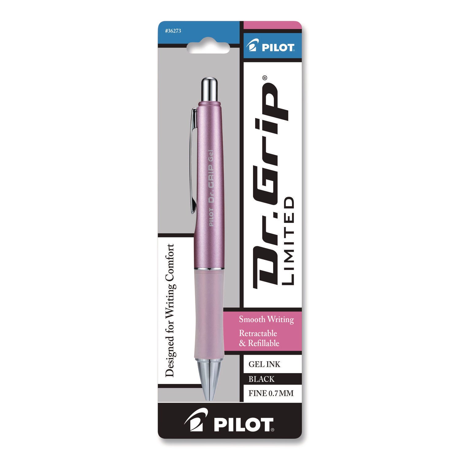 Dr. Grip Limited Gel Pen, Retractable, Fine 0.7 mm, Black Ink, Champagne Mauve Barrel