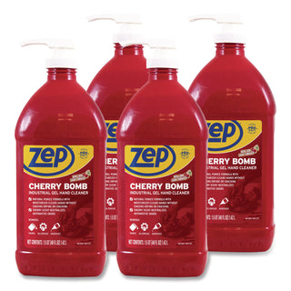 Cherry Bomb Gel Hand Cleaner, Cherry Scent, 48 oz Pump Bottle, 4/Carton