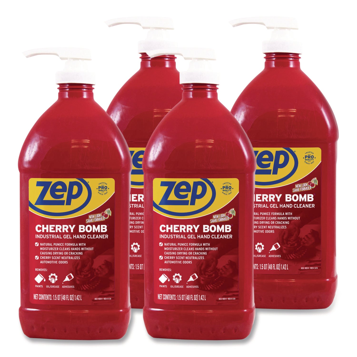 Cherry Bomb Gel Hand Cleaner, Cherry Scent, 48 oz Pump Bottle, 4/Carton