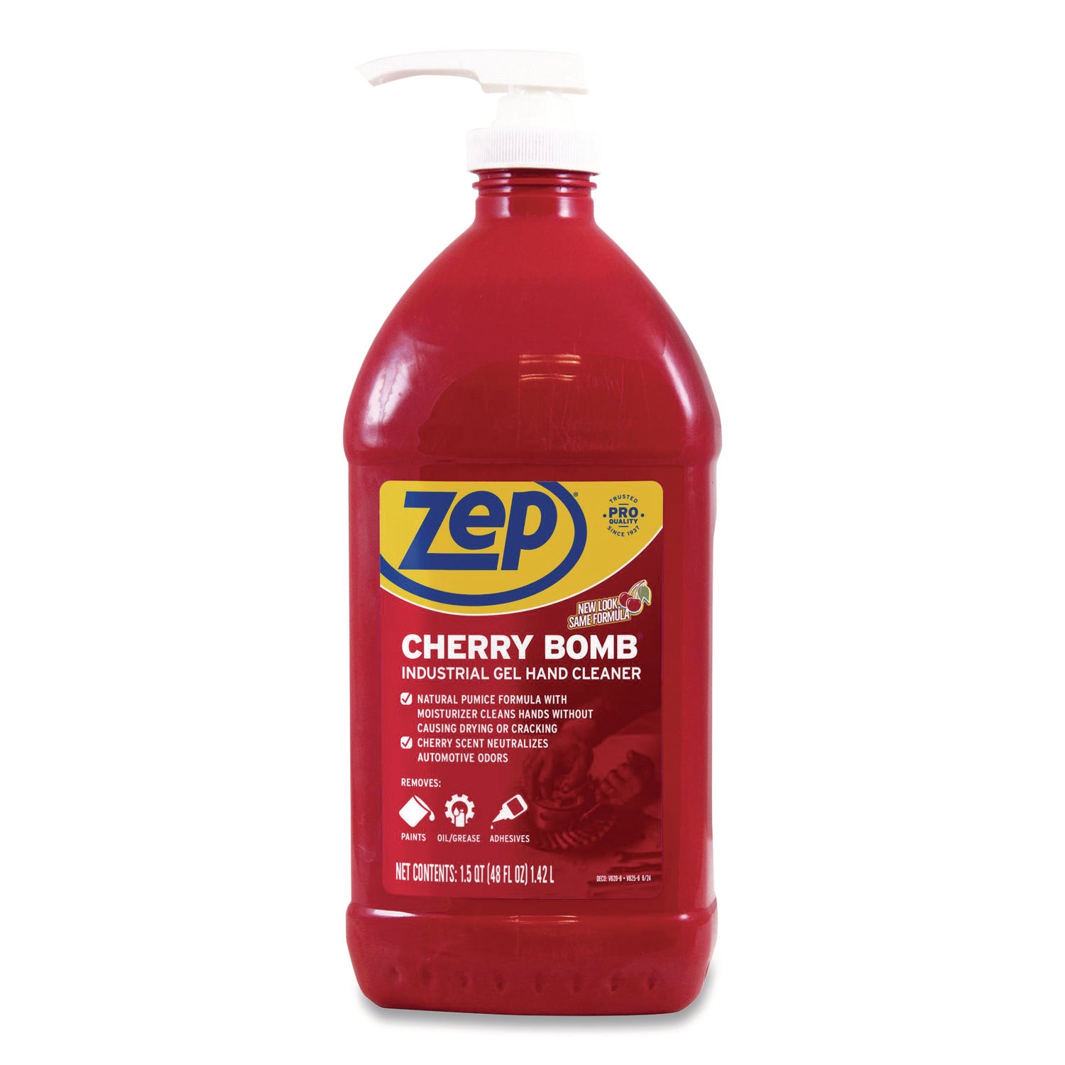 Cherry Bomb Gel Hand Cleaner, Cherry Scent, 48 oz Pump Bottle, 4/Carton