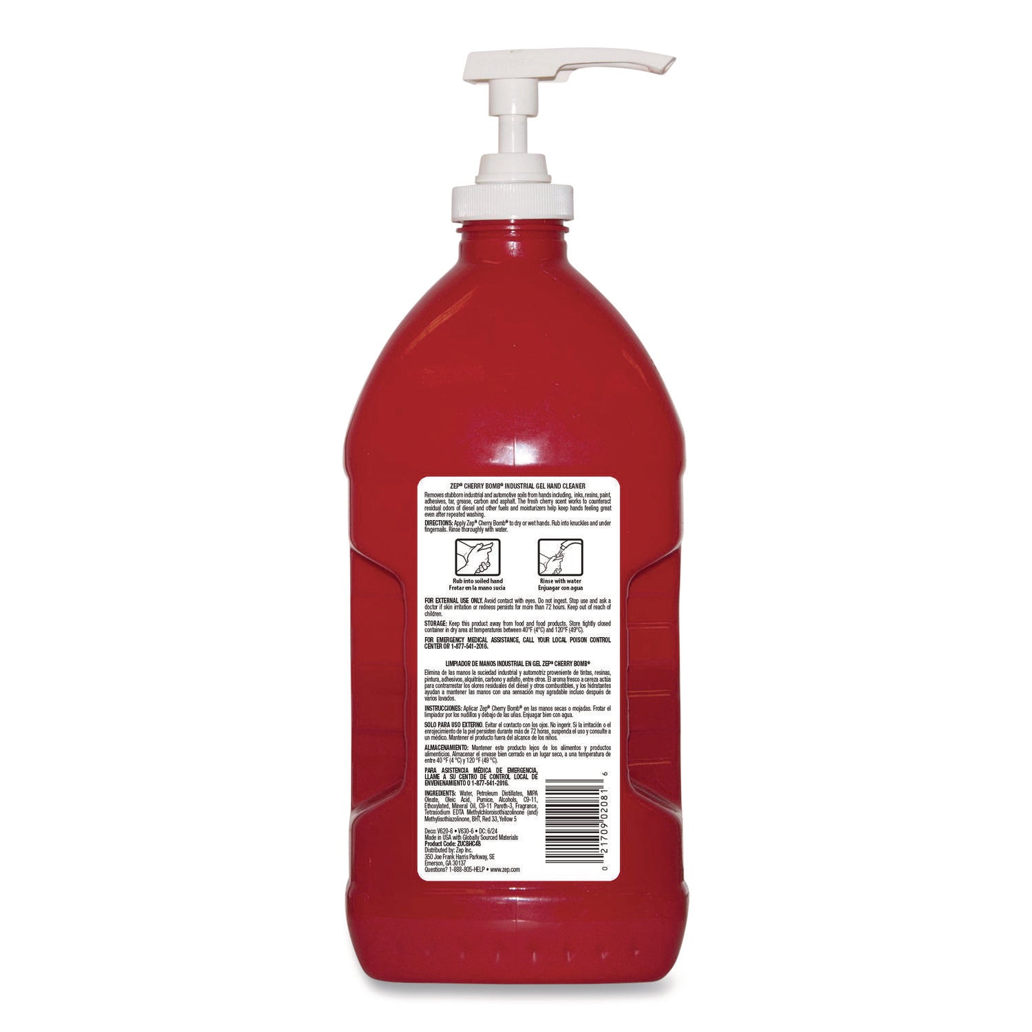 Cherry Bomb Gel Hand Cleaner, Cherry Scent, 48 oz Pump Bottle, 4/Carton