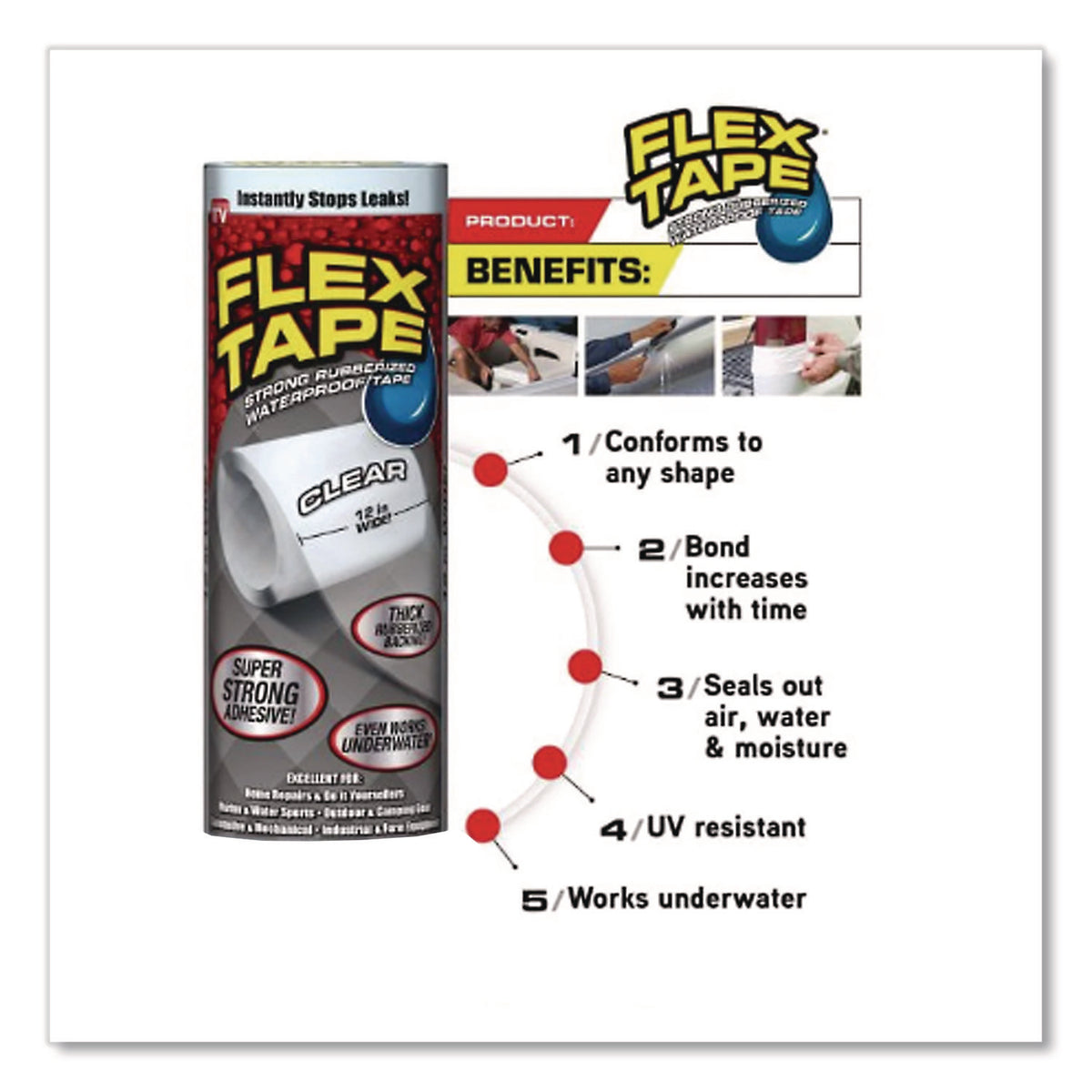 General Purpose Repair Tape, 4" x 1.67 yds, Clear