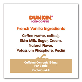 French Vanilla Iced Coffee Drink, 13.7 oz Bottle, 12/Carton