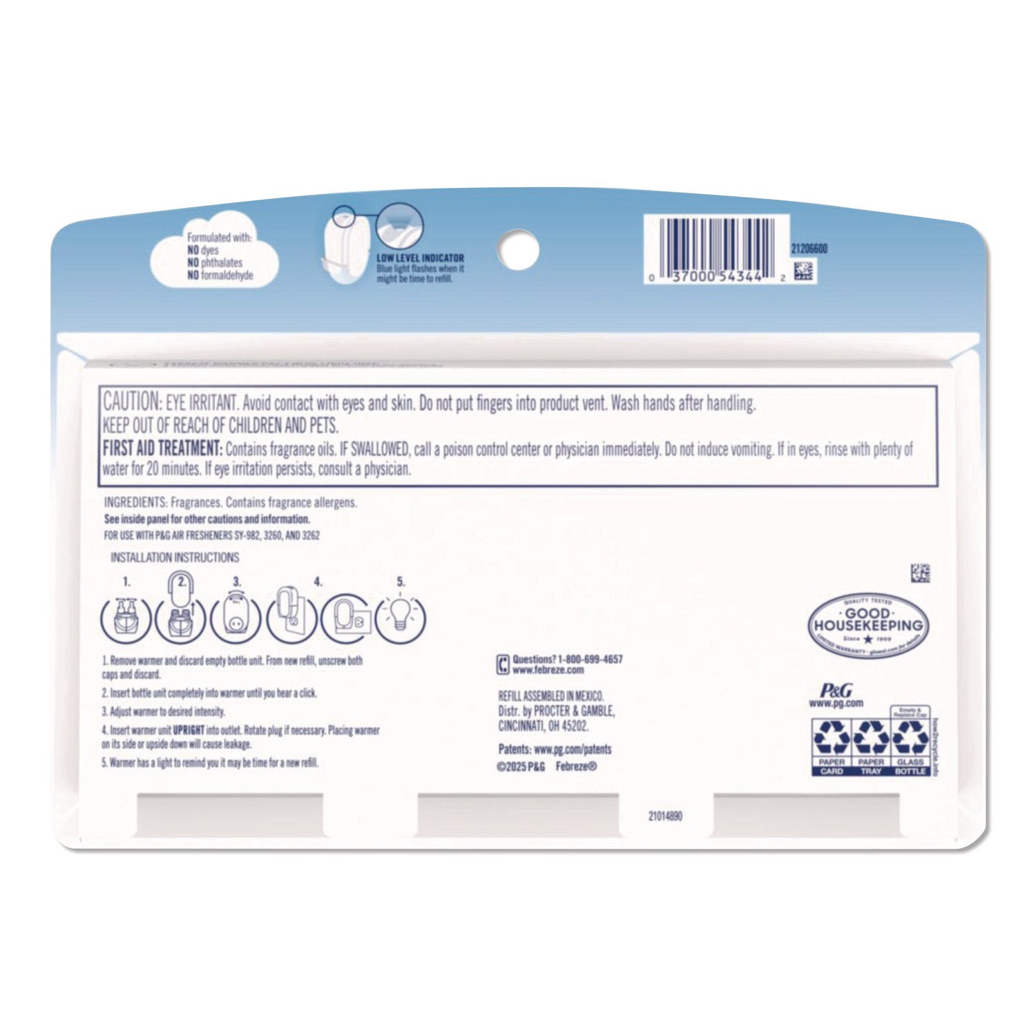 PLUG Air Freshener Refills, Linen and Sky, 2.63 oz, 3/Pack, 3 Packs/Carton