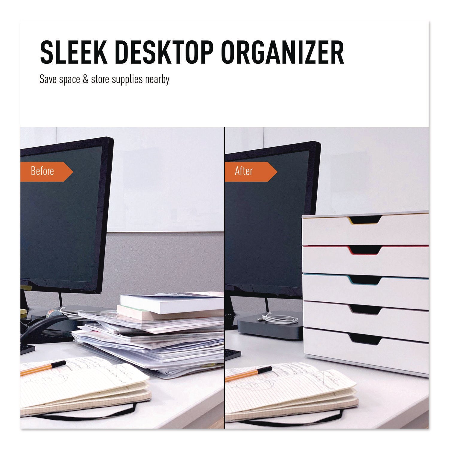 Desktop Document Sorter, 5 Sections, For File Size A4 to C4, 11 x 14 x 11.5, Assorted Colors