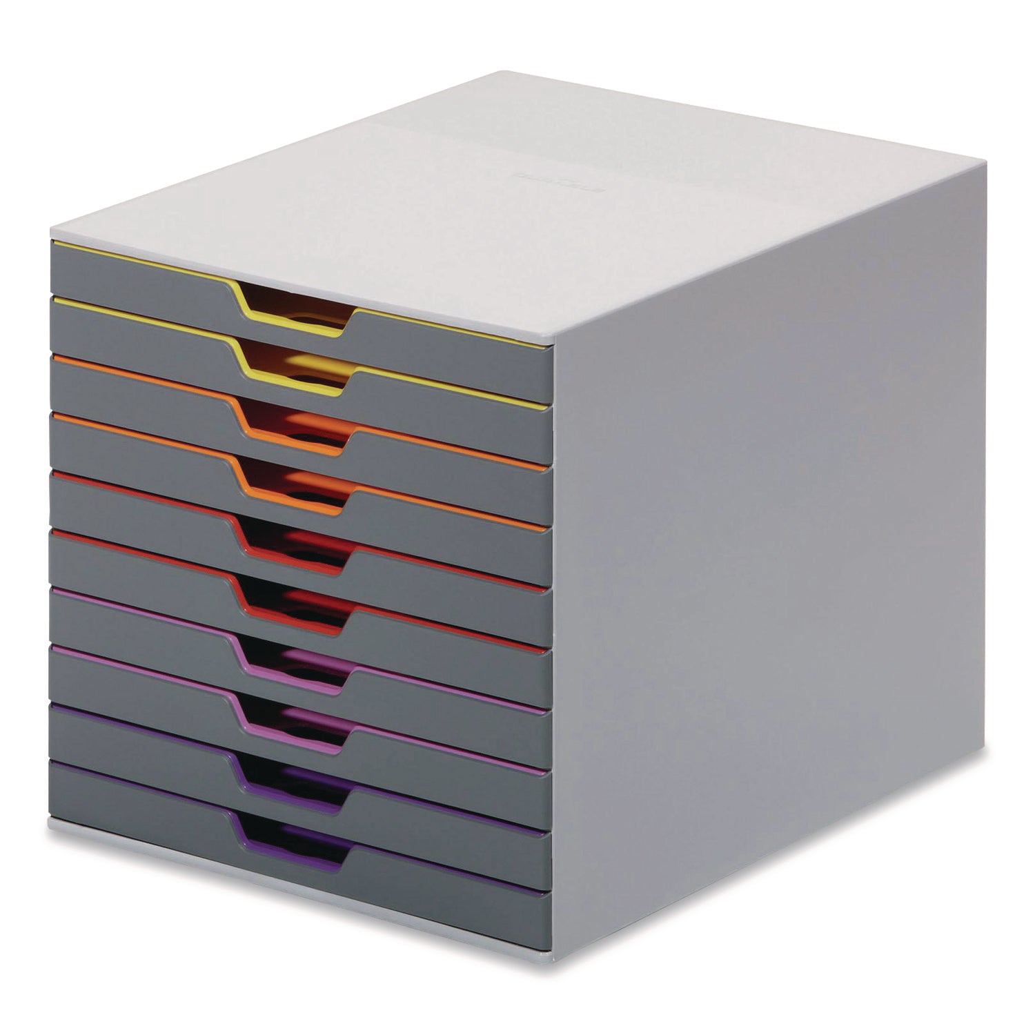 VARICOLOR Stackable Plastic Drawer Box, 10 Drawers, Letter to Folio Size Files, 11.5" x 14" x 11", Gray