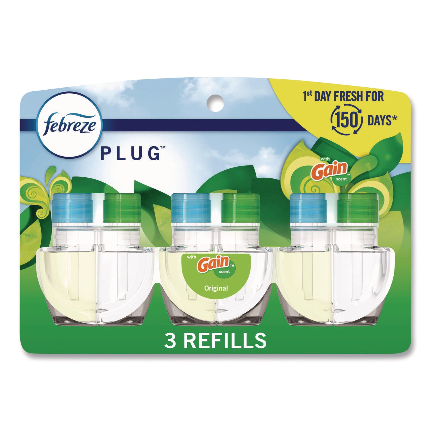PLUG Air Freshener Refills, Gain Original, 2.63 oz, 3 Pack, 3 Packs/Carton