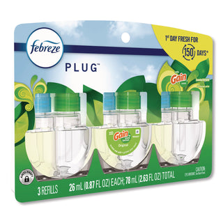 PLUG Air Freshener Refills, Gain Original, 2.63 oz, 3 Pack, 3 Packs/Carton