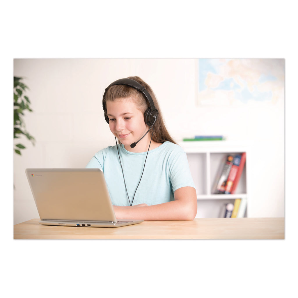Kensington Hi-Fi Headphones with Mic - Stereo - Mini-phone (3.5mm) - Wired - Over-the-head - Binaural - Circumaural - 6 ft Cable - Noise Cancelling Microphone - Noise Canceling - Black