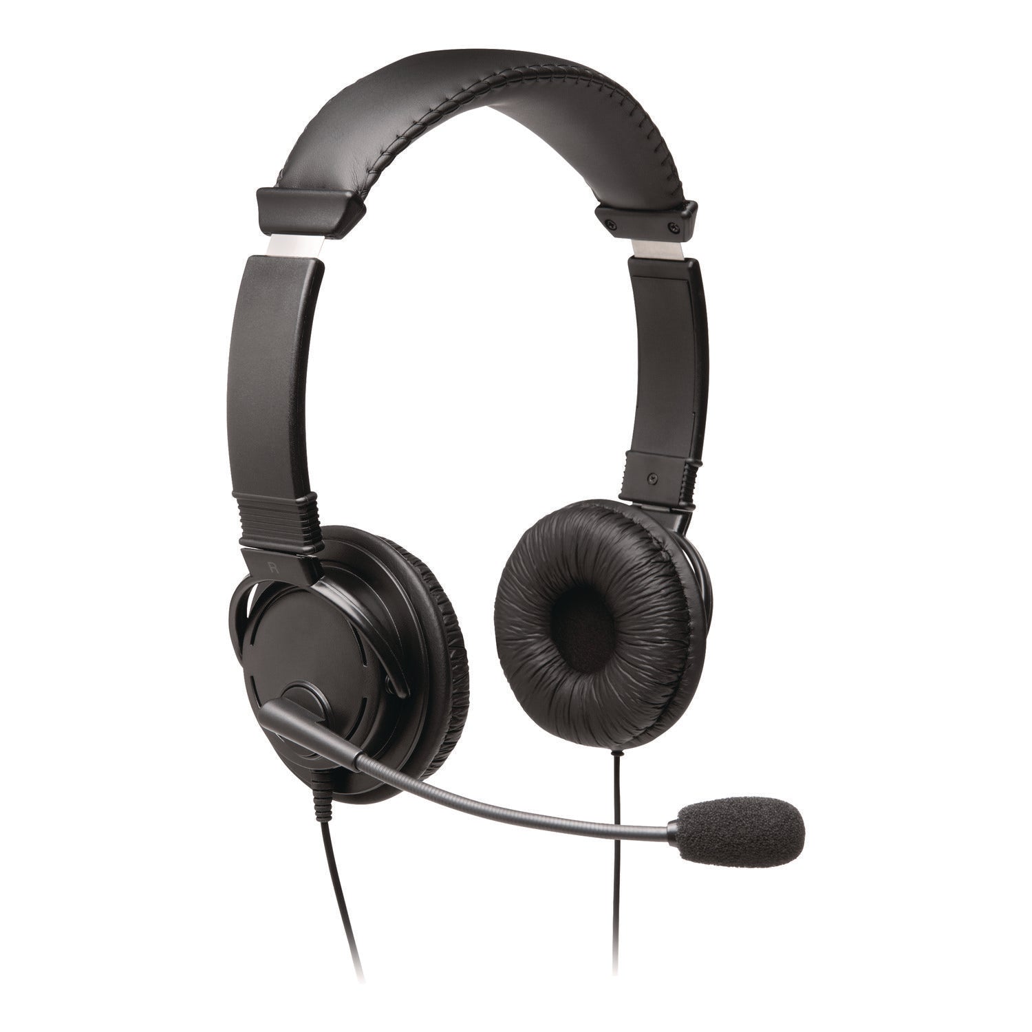 Kensington Hi-Fi Headphones with Mic - Stereo - Mini-phone (3.5mm) - Wired - Over-the-head - Binaural - Circumaural - 6 ft Cable - Noise Cancelling Microphone - Noise Canceling - Black