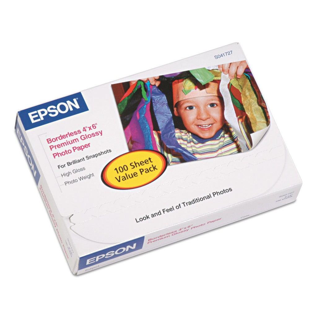 Premium Photo Paper, 10.4 mil, 4 x 6, High-Gloss White, 100/Pack