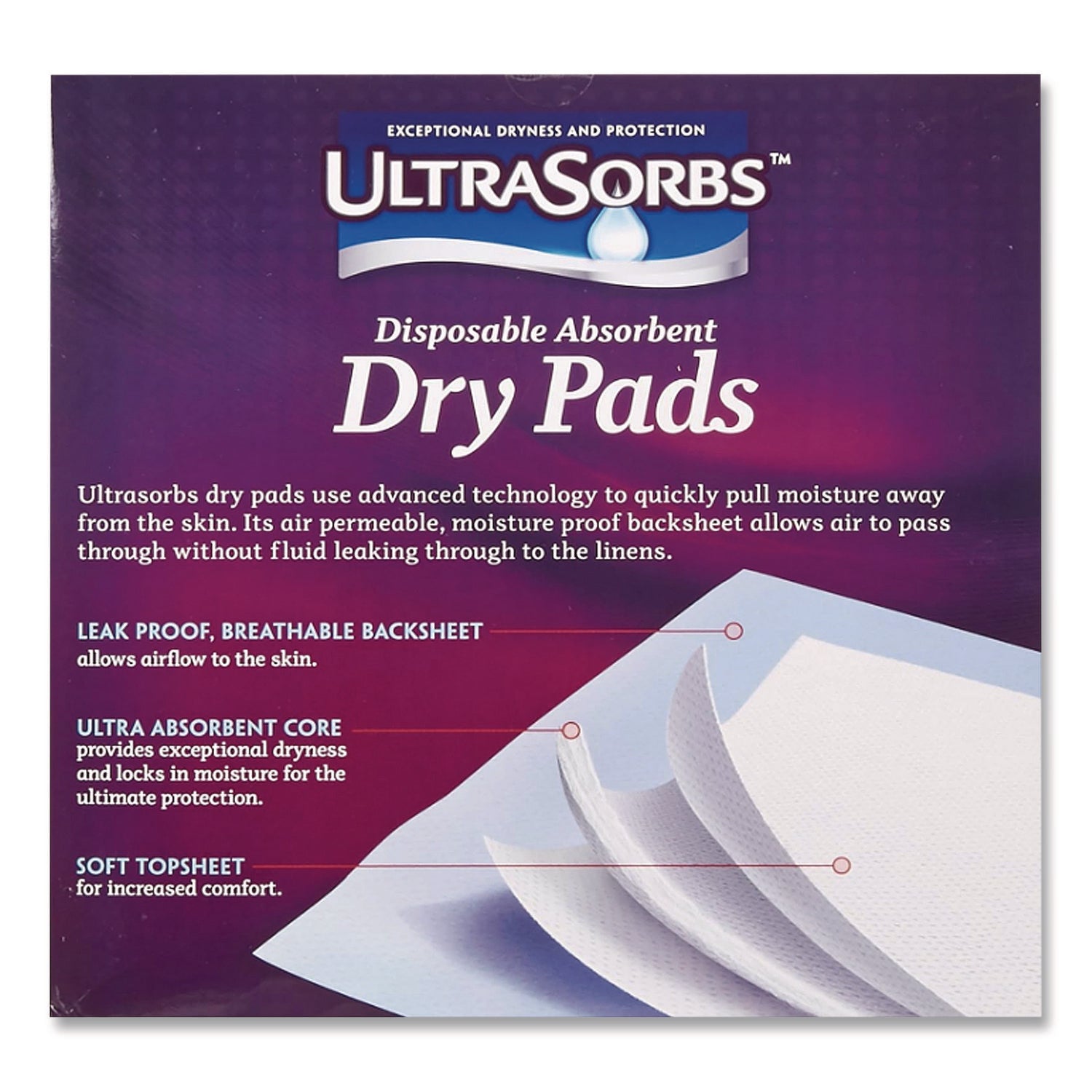 Ultrasorbs Disposable Dry Pads, 23" x 35", Blue, 7/Box