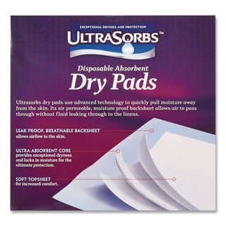 Ultrasorbs Disposable Dry Pads, 23" x 35", Blue, 7/Box