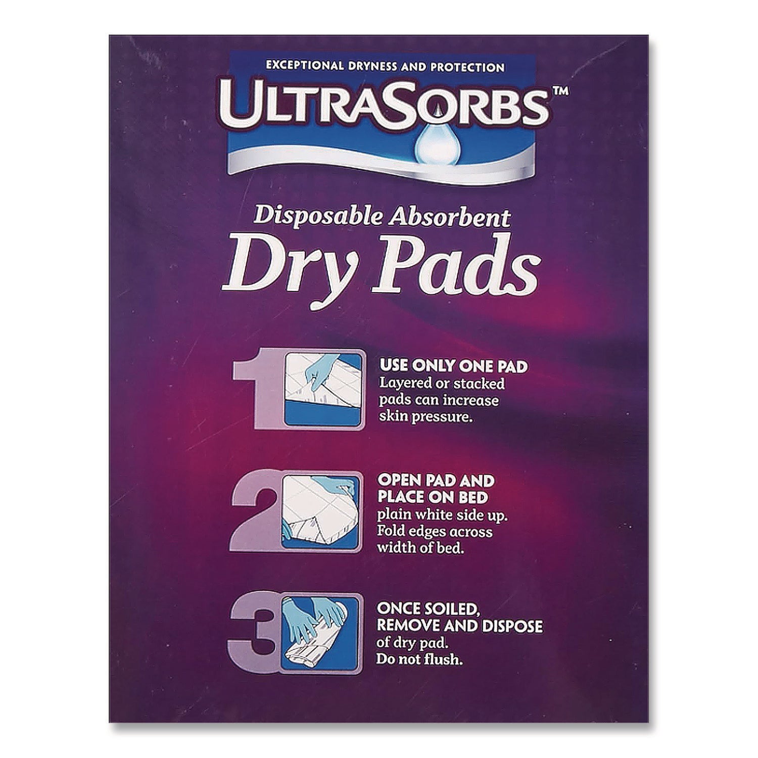 Ultrasorbs Disposable Dry Pads, 23" x 35", Blue, 7/Box