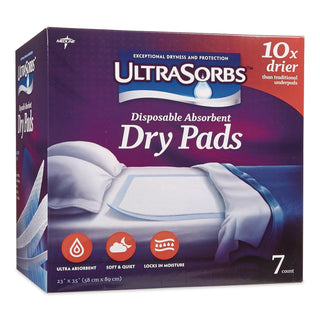 Ultrasorbs Disposable Dry Pads, 23" x 35", White, 7/Box, 6/Carton