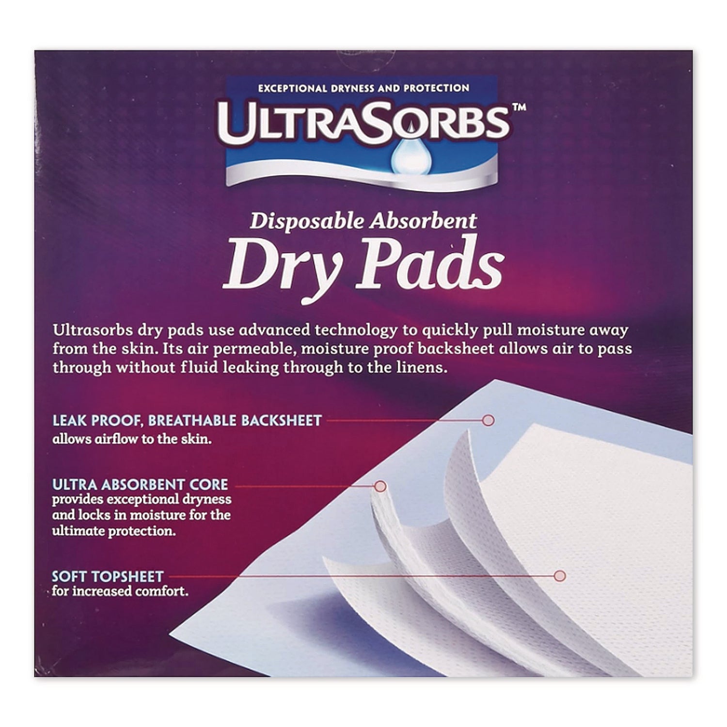 Ultrasorbs Disposable Dry Pads, 23" x 35", White, 7/Box, 6/Carton
