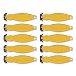 Safety Cutter, 5.75" Plastic Handle, Yellow, 10/Pack