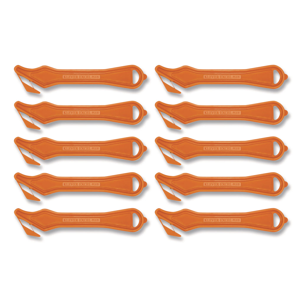 Excel Plus Safety Cutter, 7" Plastic Handle, Orange, 10/Box