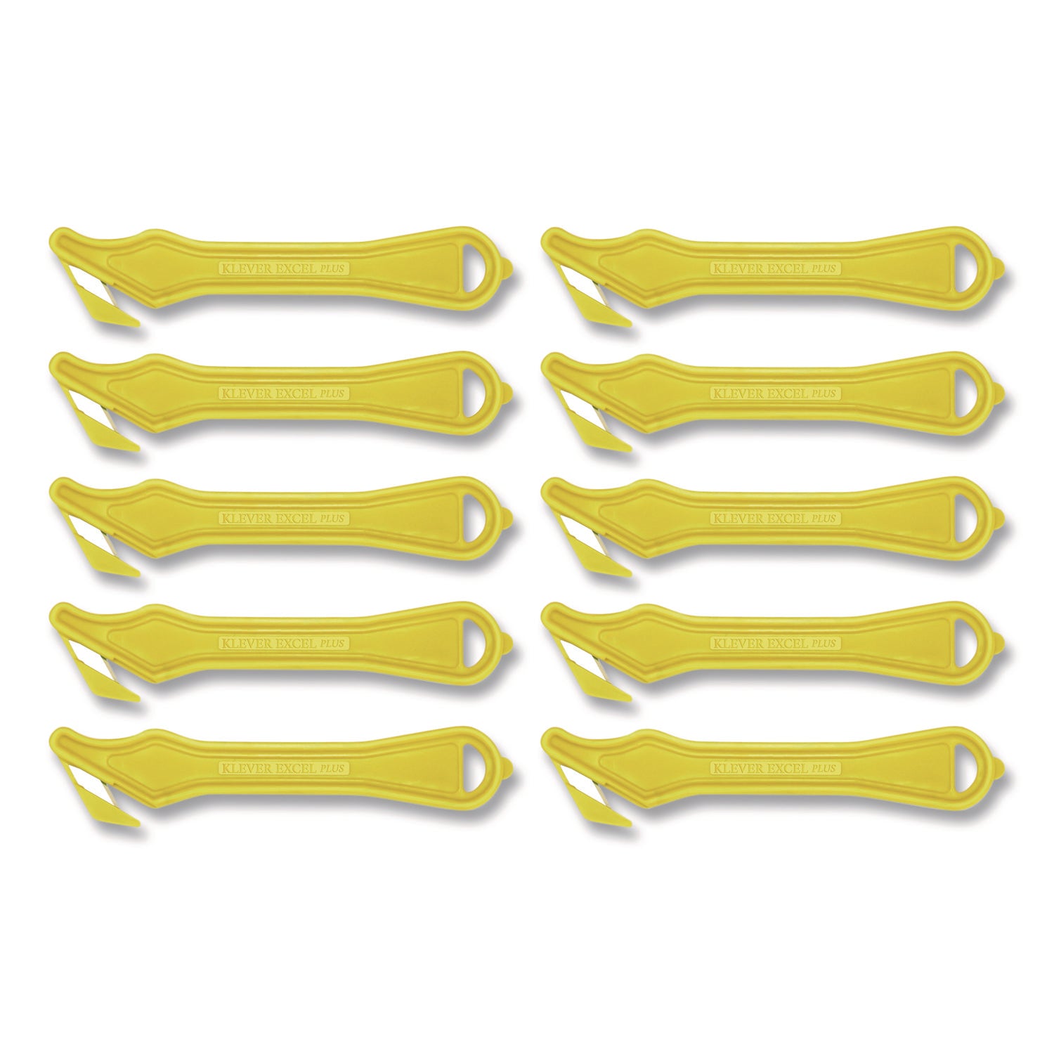 Excel Plus Safety Cutter, 7" Plastic Handle, Yellow, 10/Pack