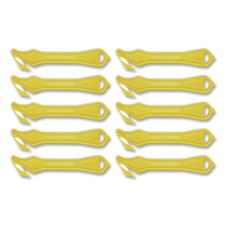 Excel Plus Safety Cutter, 7" Plastic Handle, Yellow, 10/Pack