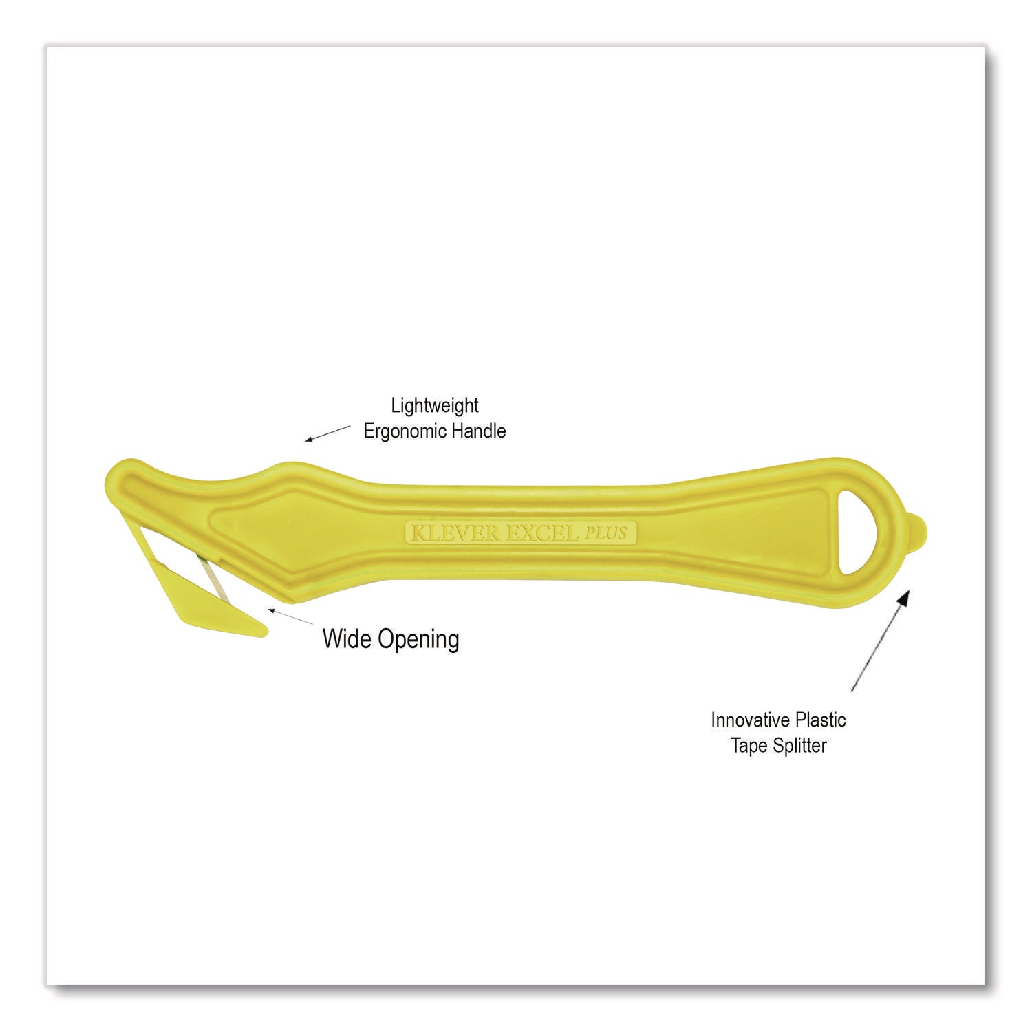 Excel Plus Safety Cutter, 7" Plastic Handle, Yellow, 10/Pack
