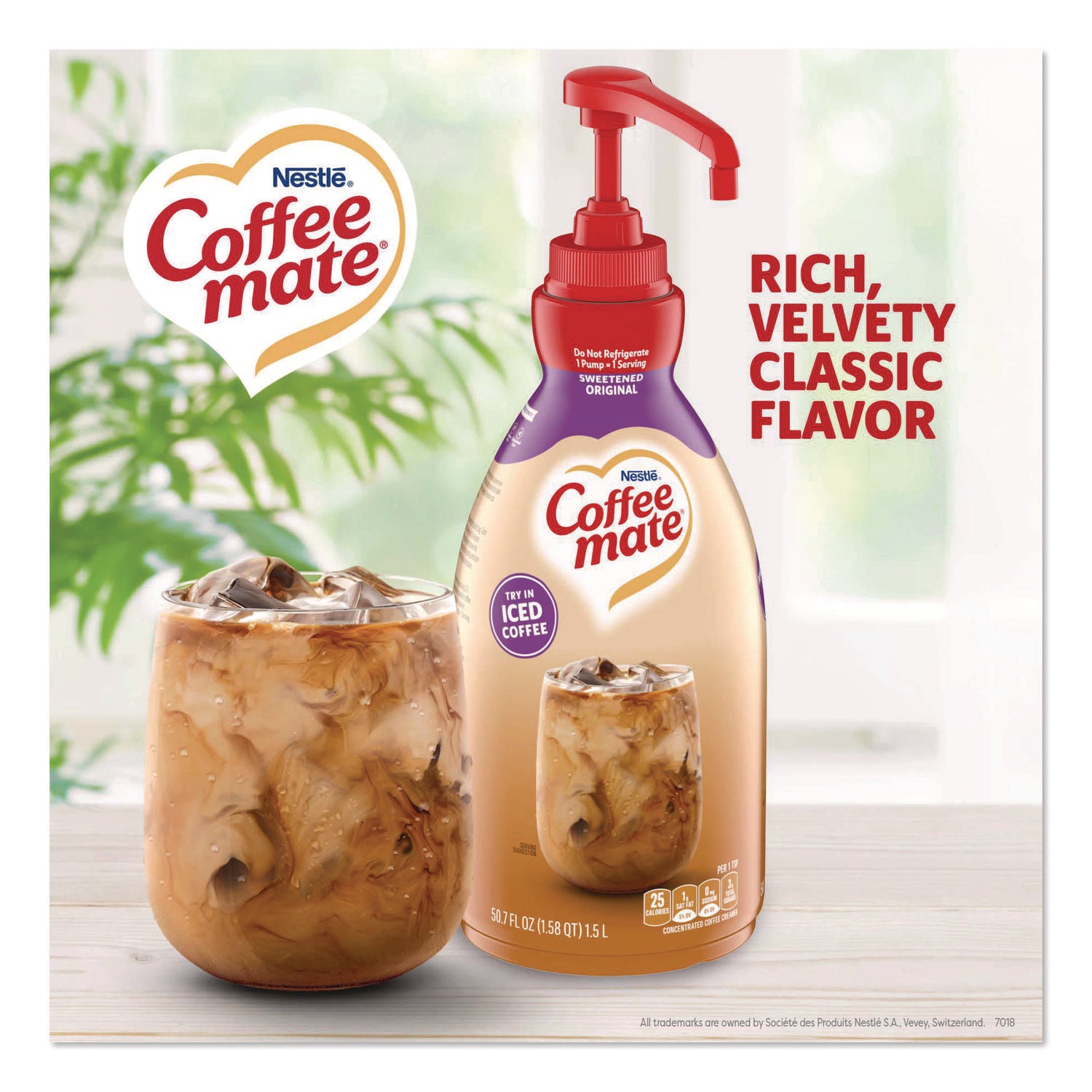 Liquid Coffee Creamer, Sweetened Original, 1500mL Pump Dispenser