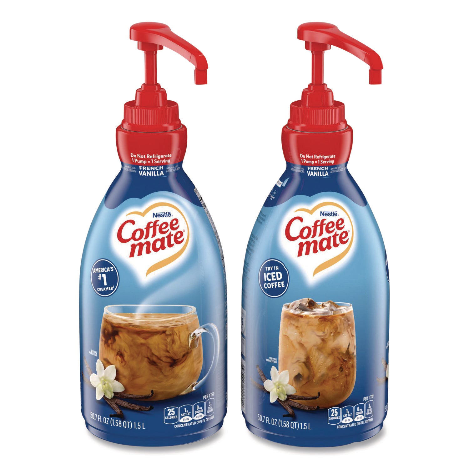 Liquid Coffee Creamer, French Vanilla, 1.5 Liter Pump Bottle, 2/Carton