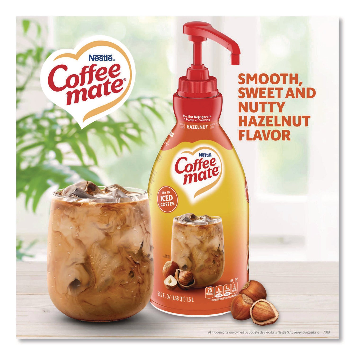 Liquid Coffee Creamer, Hazelnut, 1500mL Pump Bottle
