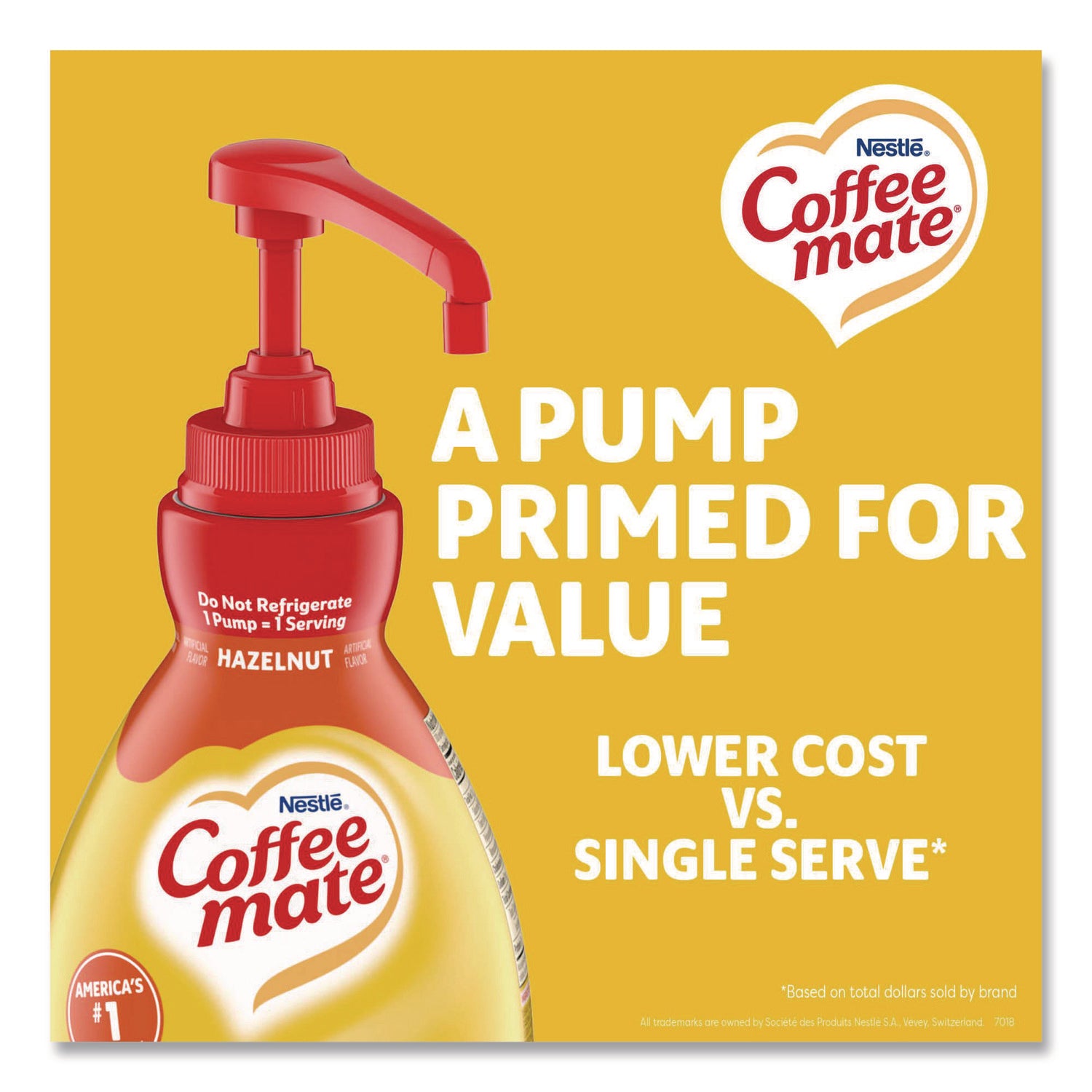 Liquid Coffee Creamer, Hazelnut, 1500mL Pump Bottle
