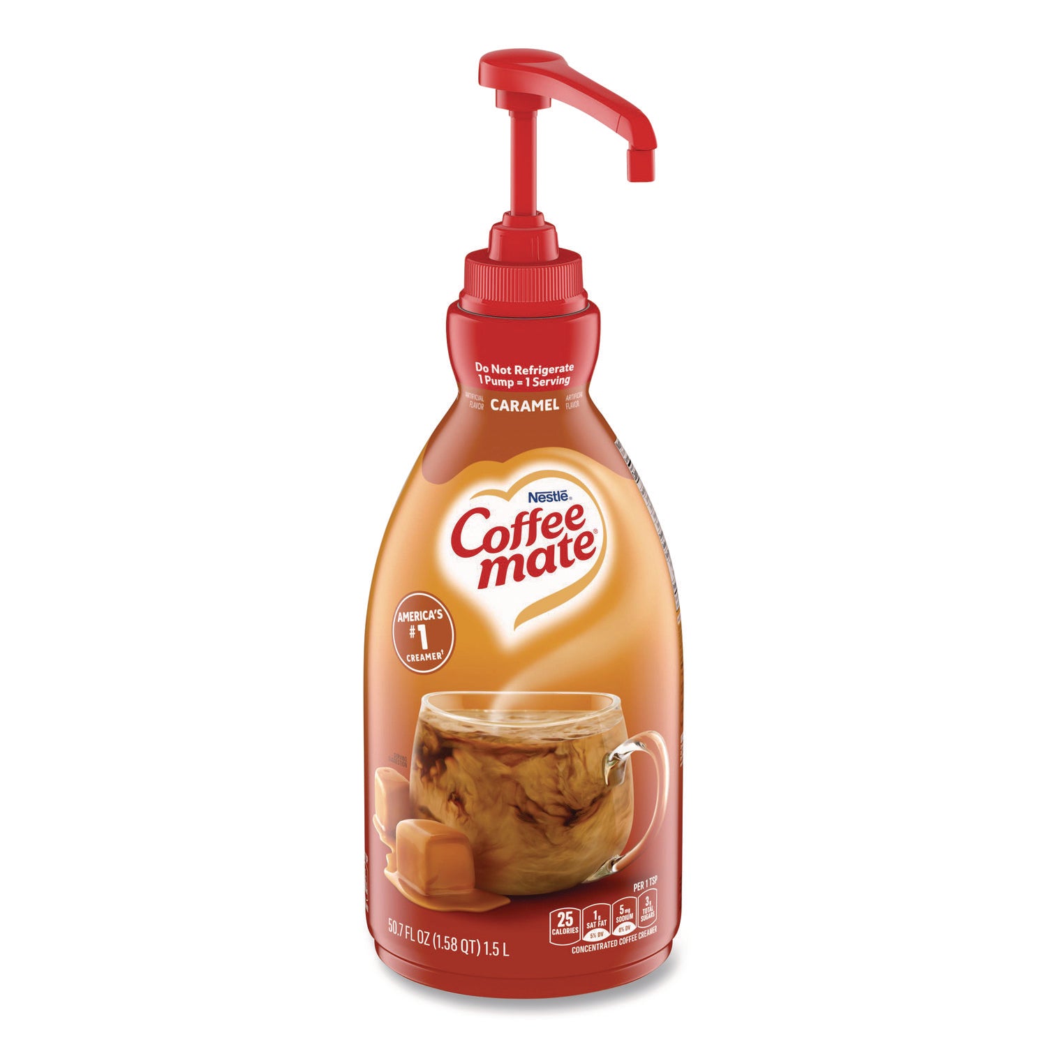 Nestle Caramel Liquid Creamer - Caramel Flavor - 50.72 fl oz (1.50 L) - 1EachBottle - 300 Serving