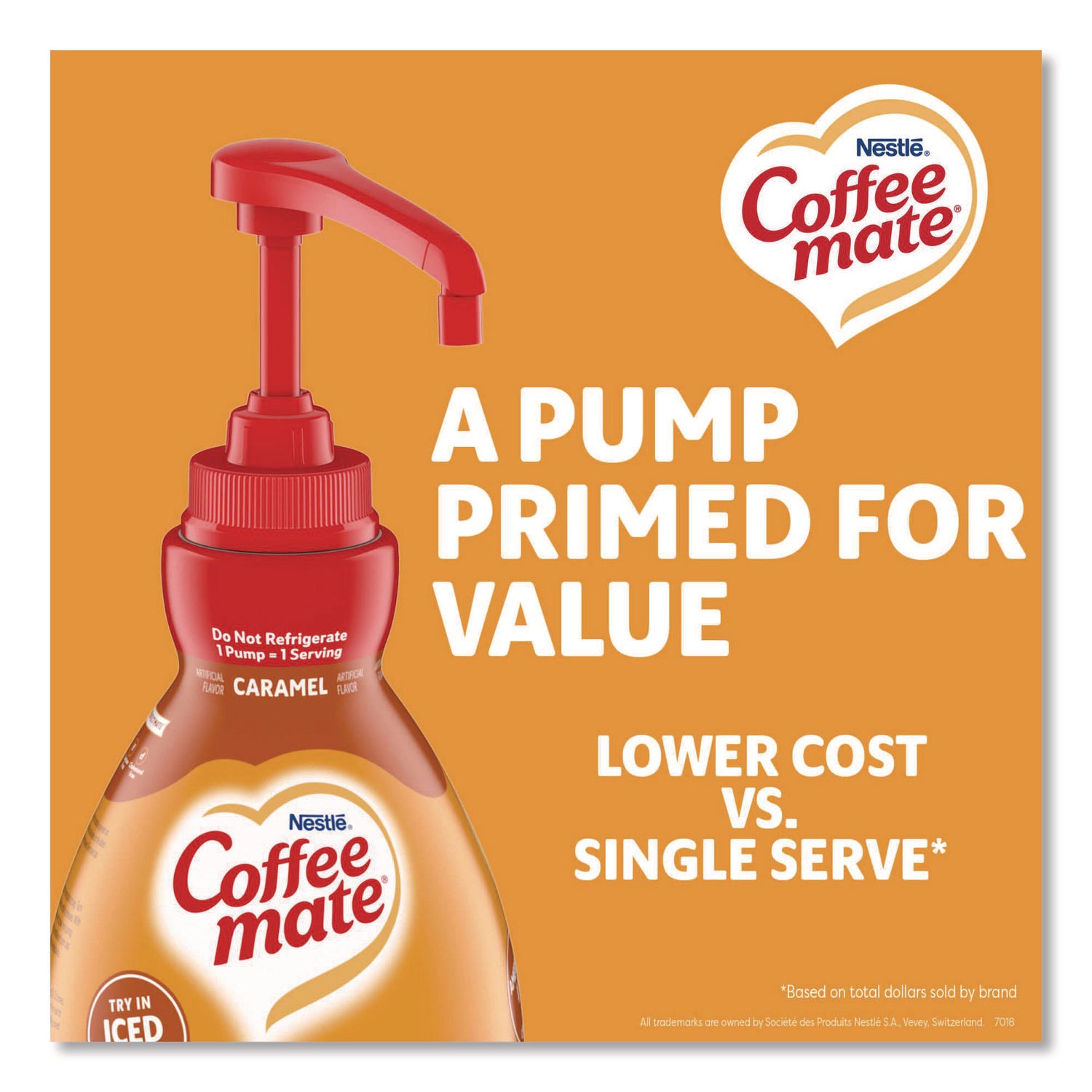 Nestle Caramel Liquid Creamer - Caramel Flavor - 50.72 fl oz (1.50 L) - 1EachBottle - 300 Serving