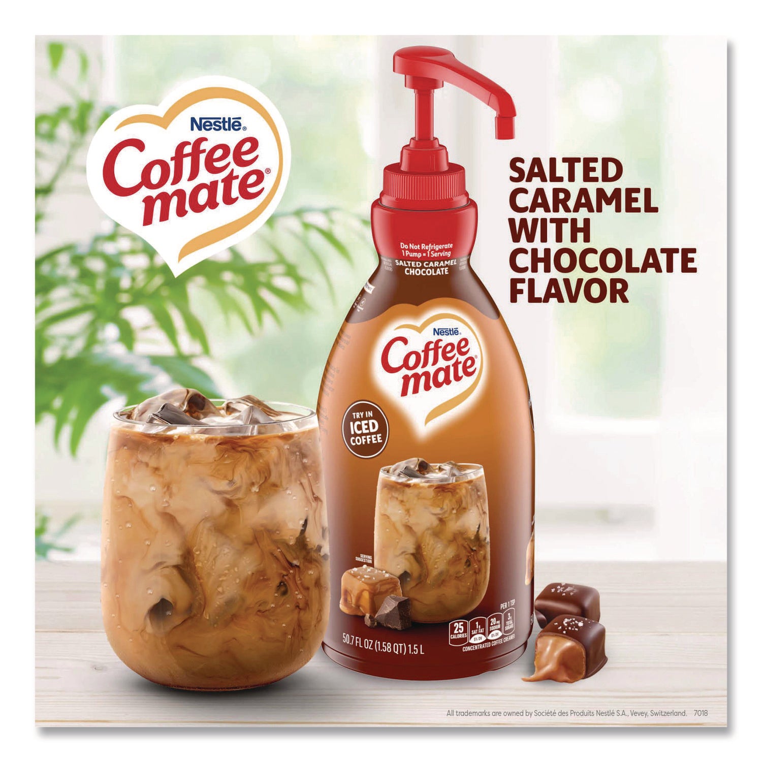 Liquid Creamer Pump Bottle, Salted Caramel Chocolate, 1.5 Liter