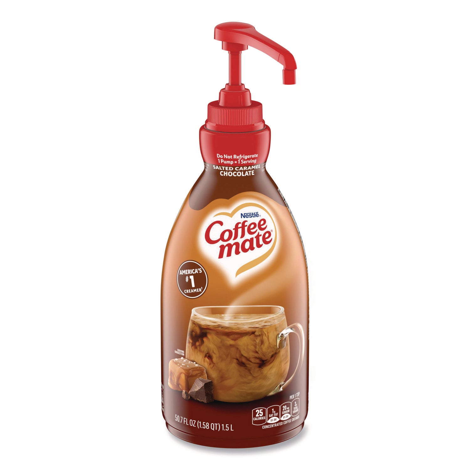Liquid Creamer Pump Bottle, Salted Caramel Chocolate, 1.5 Liter