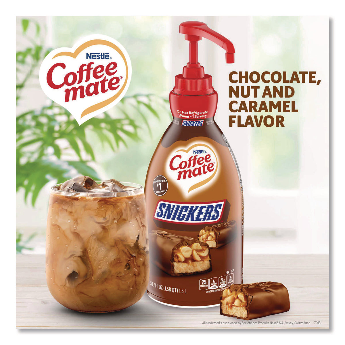 Liquid Coffee Creamer, Snickers, 1.5 Liter Pump Bottle