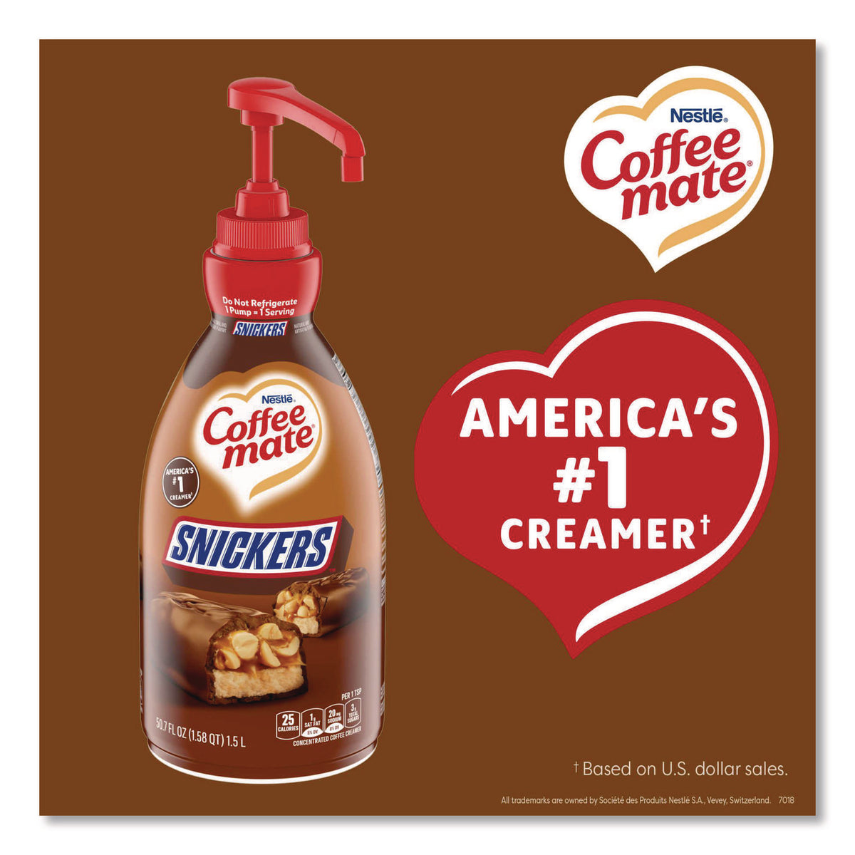 Liquid Coffee Creamer, Snickers, 1.5 Liter Pump Bottle
