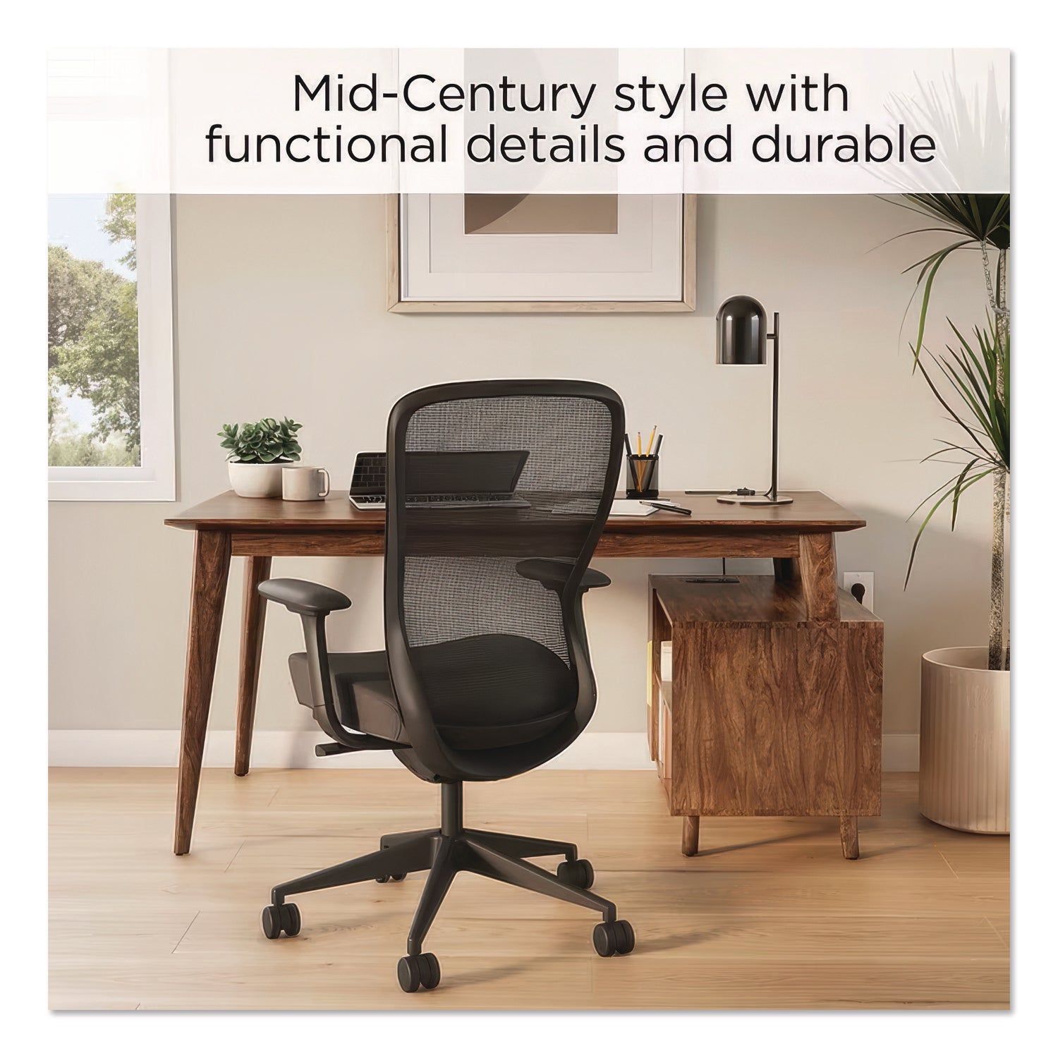 MidMod Storage Desk, Gold Pull, 59.7" x 29.4" x 29.5", Espresso