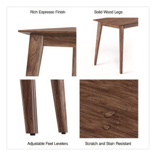 MidMod Storage Desk, Gold Pull, 59.7" x 29.4" x 29.5", Espresso