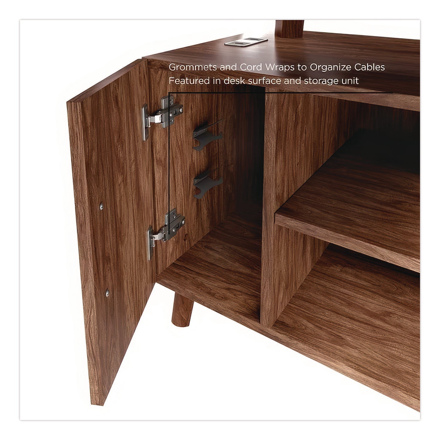 MidMod Storage Desk, Gold Pull, 59.7" x 29.4" x 29.5", Espresso