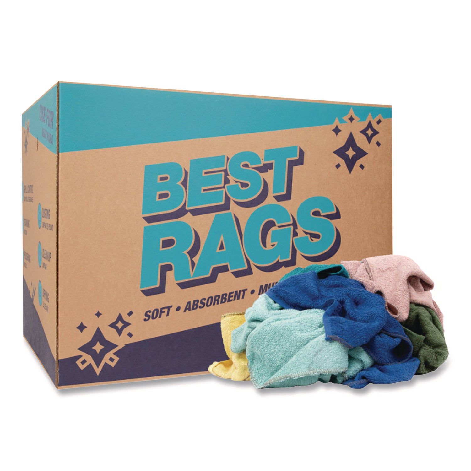 Qwick Wick Terry Towels, 12 x 12, Assorted Colors, 25 lb Bale (Approximately 280/Bale)