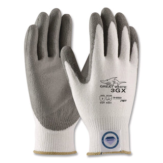 Great White 3GX Seamless Knit Dyneema Diamond Blended Gloves, Large, White/Gray