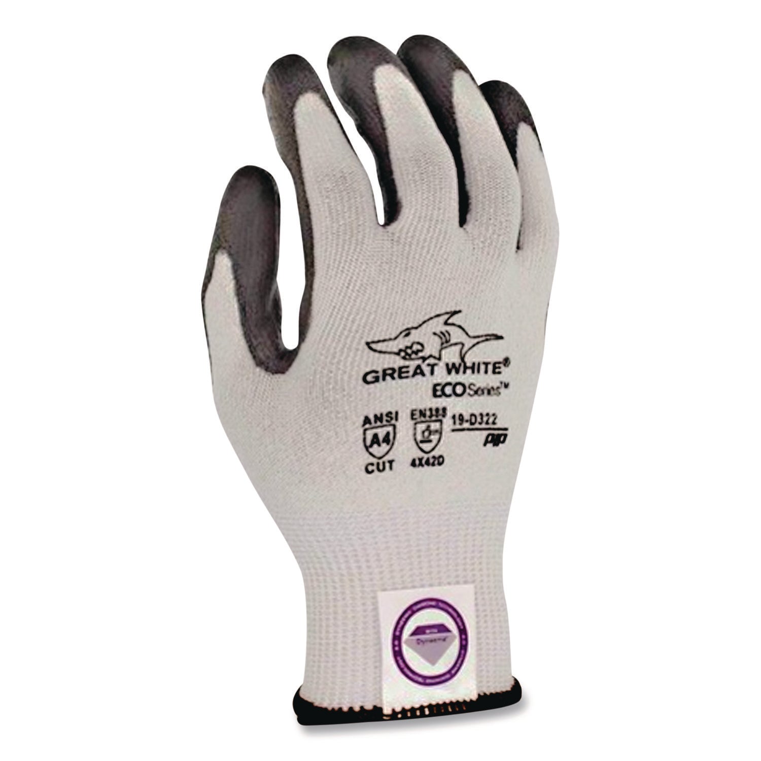 Great White 3GX Seamless Knit Dyneema Diamond Blended Gloves, Small, White/Gray