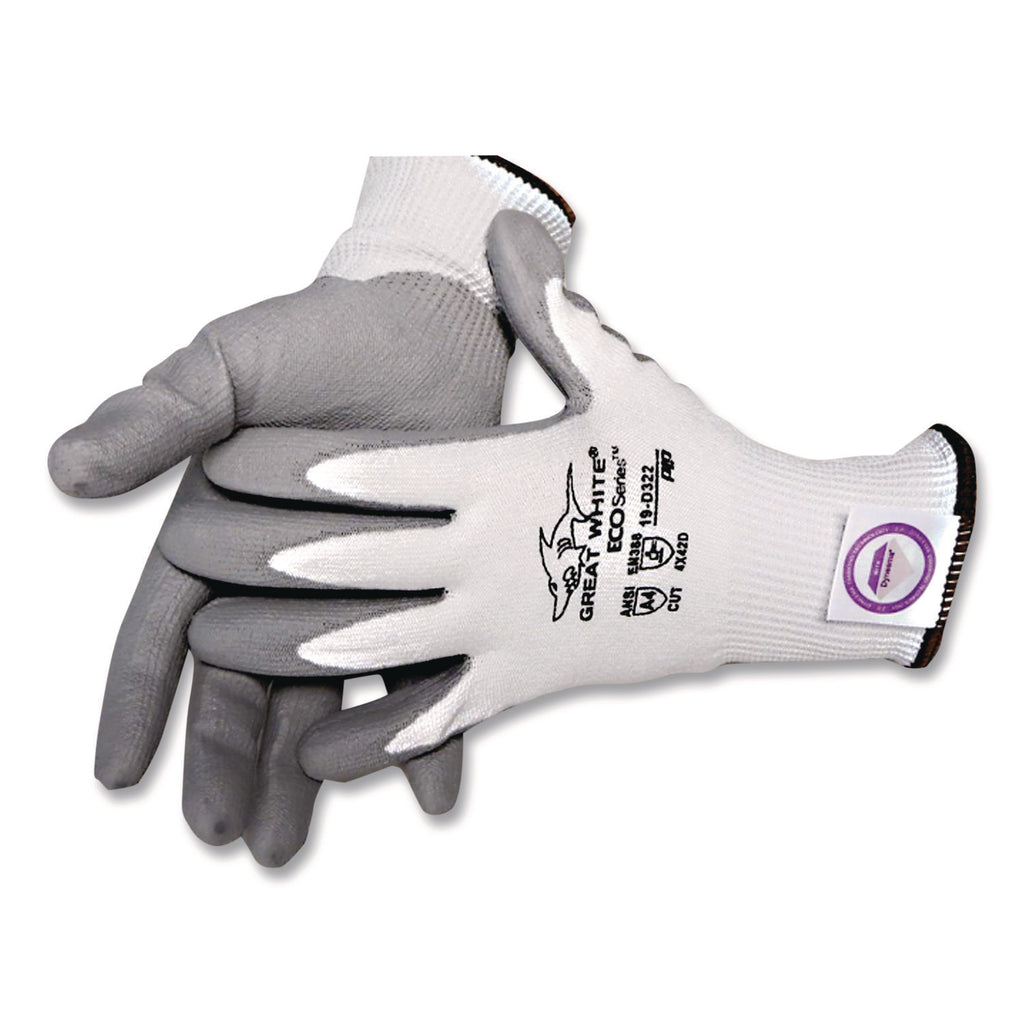Great White 3GX Seamless Knit Dyneema Diamond Blended Gloves, Small, White/Gray