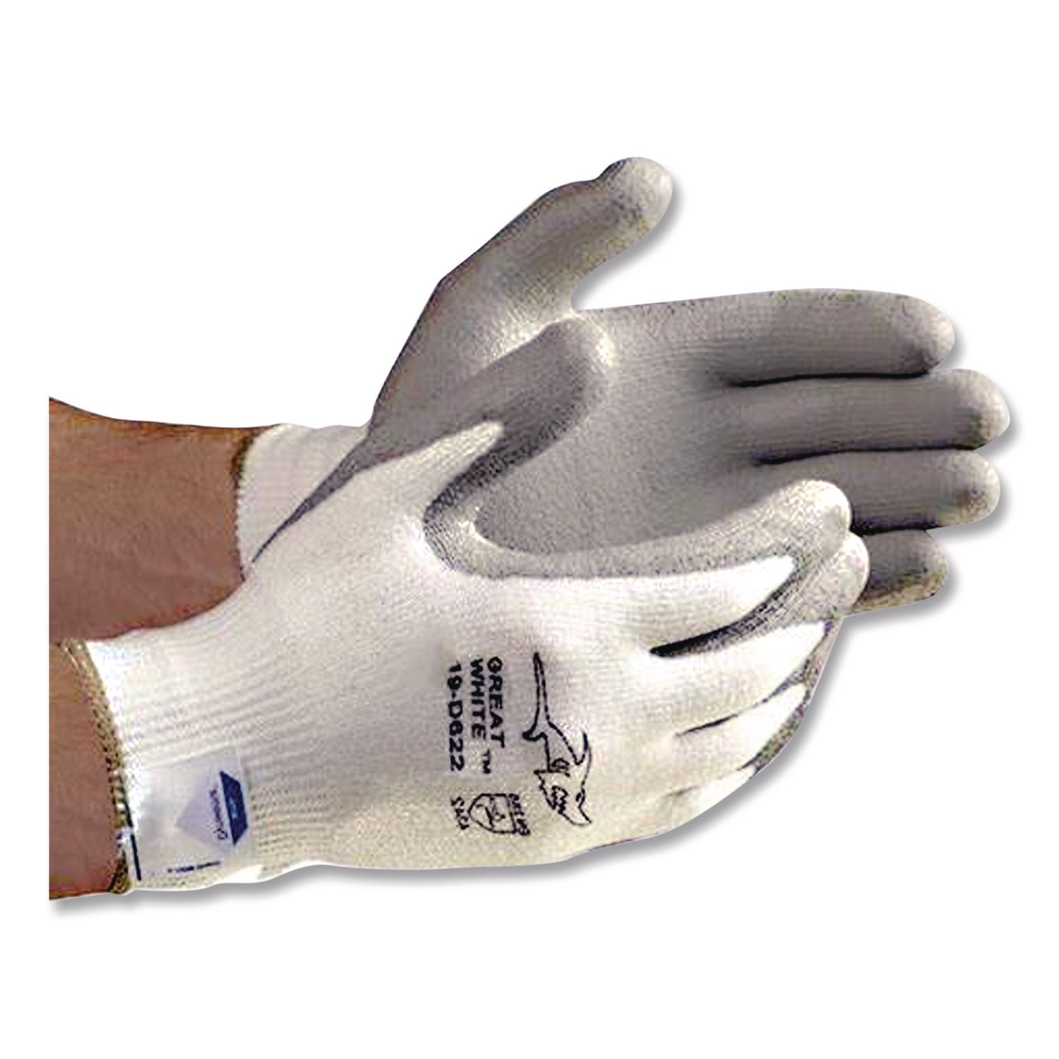 Great White 3GX Seamless Knit Dyneema Diamond Blended Gloves, Small, White/Gray